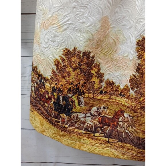 Chickwick Ivory Brocade Dress With Beaded Collar Regency Print on The Hem Sz XS - Picture 5 of 9